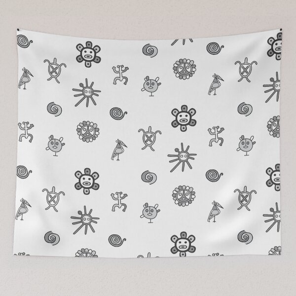 Item preview, Taino Symbols Puerto Rico Black White Gray designed and sold by byDarling.