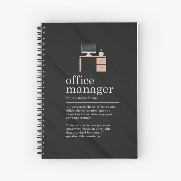 Funny Office Manager Definition Boss Computer Desk Sign Dark Spiral Notebook