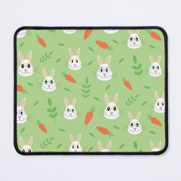 Item preview, Cute Easter bunny wearing glasses with carrots and leaves on green background  designed and sold by Yasminepatterns .