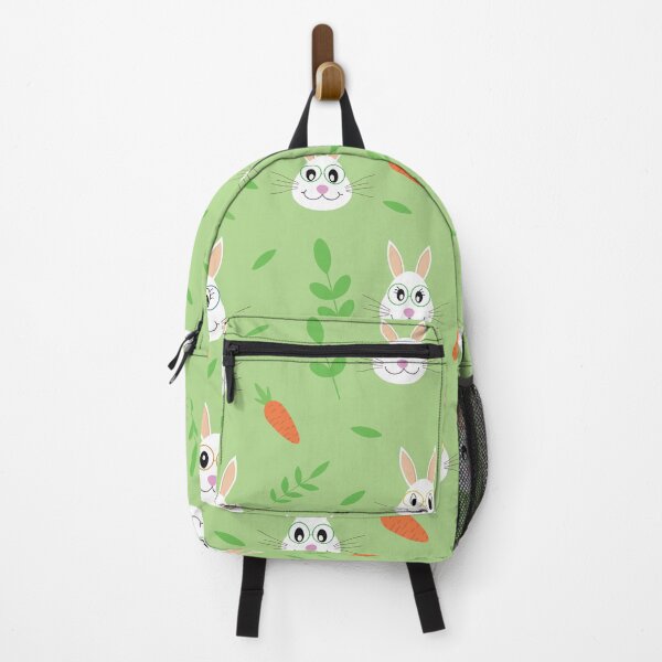 Item preview, Cute Easter bunny wearing glasses with carrots and leaves on green background designed and sold by Yasminepatterns .