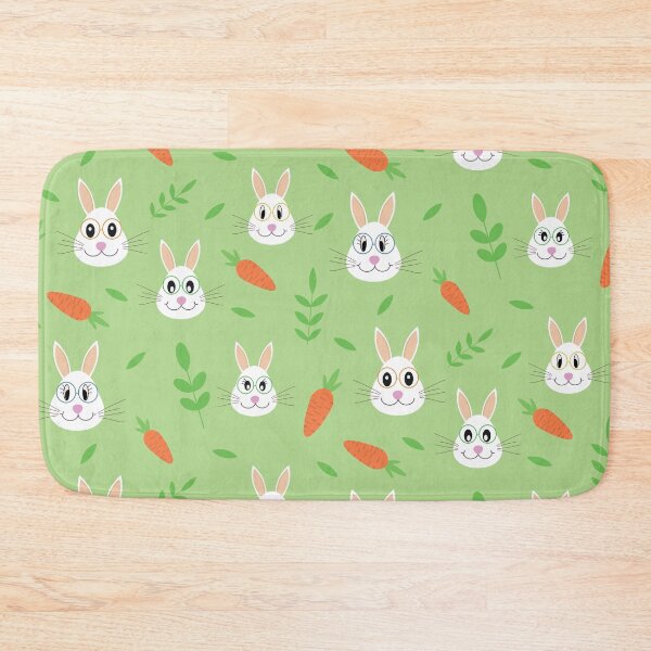 Item preview, Cute Easter bunny wearing glasses with carrots and leaves on green background  designed and sold by Yasminepatterns .