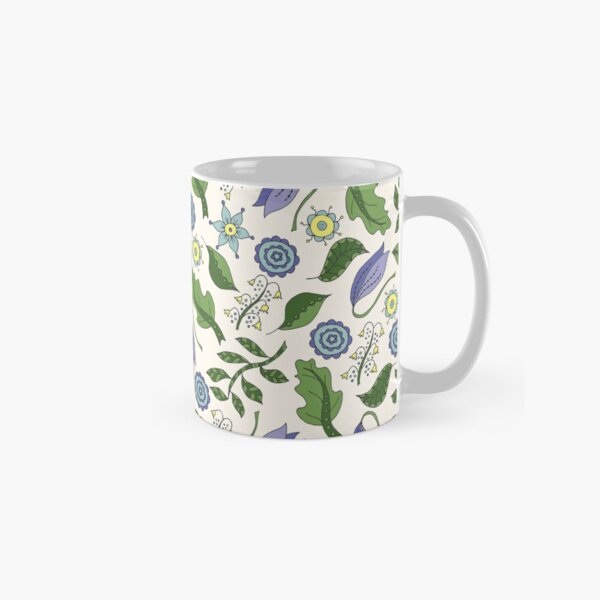 Summer Meadow Botanical Pattern in Periwinkle Classic Mug