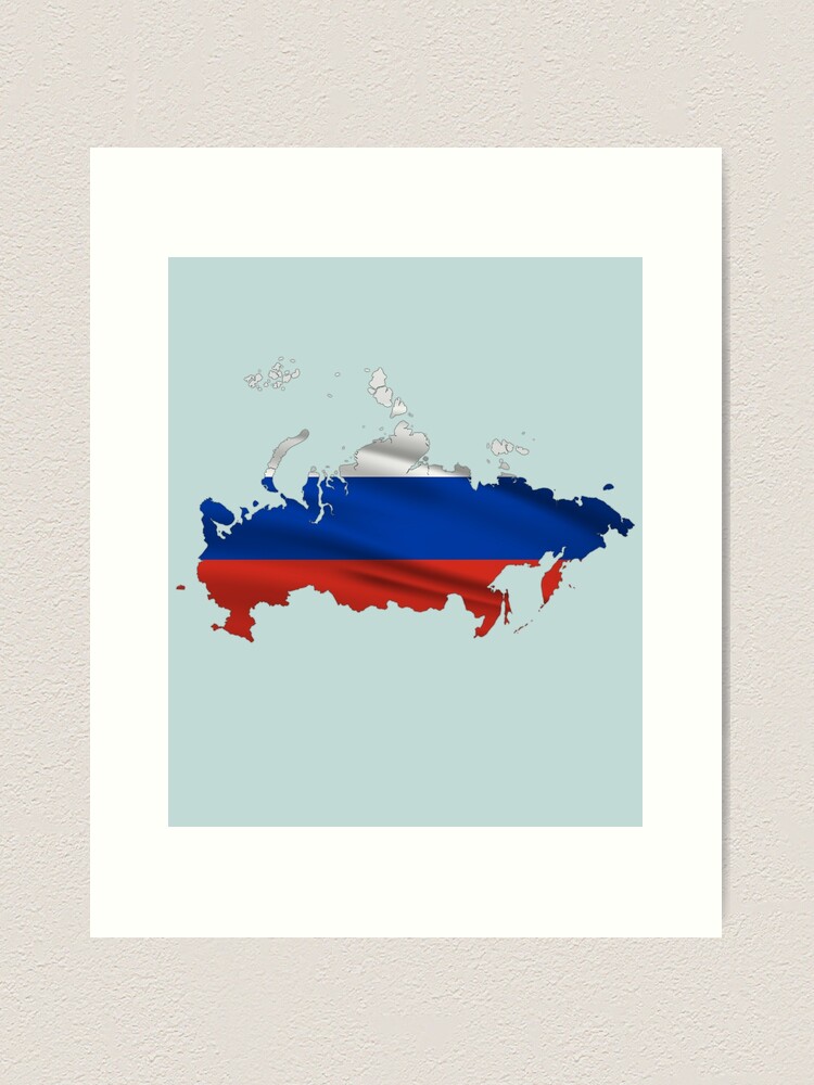 Russia Map with Russian Flag | Art Print