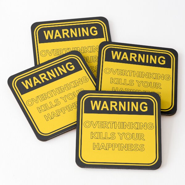 Item preview, Warning Overthinking Kills Your Happiness Yellow Sign In Black designed and sold by LuckyKermit.
