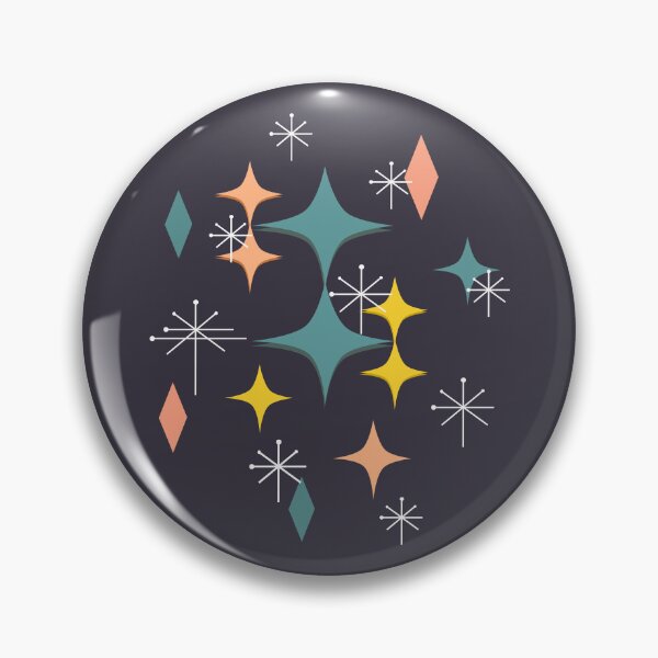 Item preview, Mid Century Modern Eames Era Style Patrón Diamantes Estrellas designed and sold by Itaya Art.
