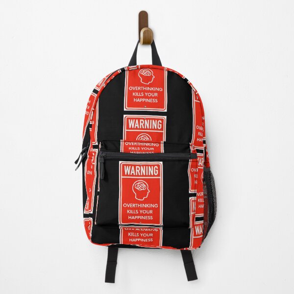 Item preview, Warning Overthinking Kills Your Happiness Red Metal Sign In Black designed and sold by LuckyKermit.
