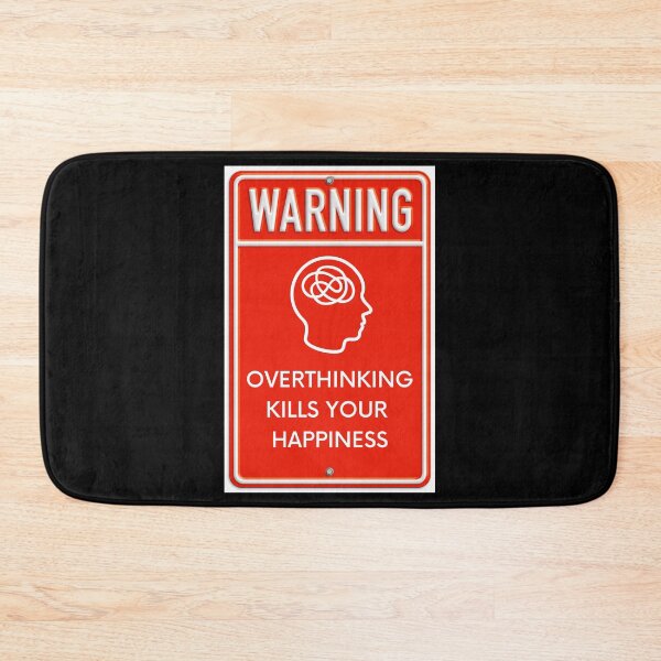 Item preview, Warning Overthinking Kills Your Happiness Red Metal Sign In Black designed and sold by LuckyKermit.
