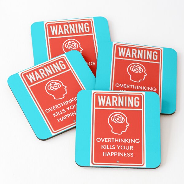 Item preview, Warning Overthinking Kills Your Happiness Red Metal Sign In Blue designed and sold by LuckyKermit.