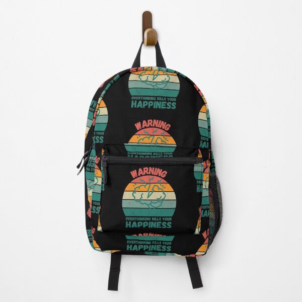 Item preview, Warning Overthinking Kills Your Happiness Grunge Retro Sunset In Black designed and sold by LuckyKermit.