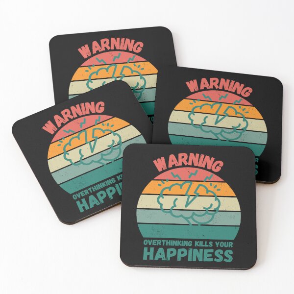 Item preview, Warning Overthinking Kills Your Happiness Grunge Retro Sunset In Black designed and sold by LuckyKermit.