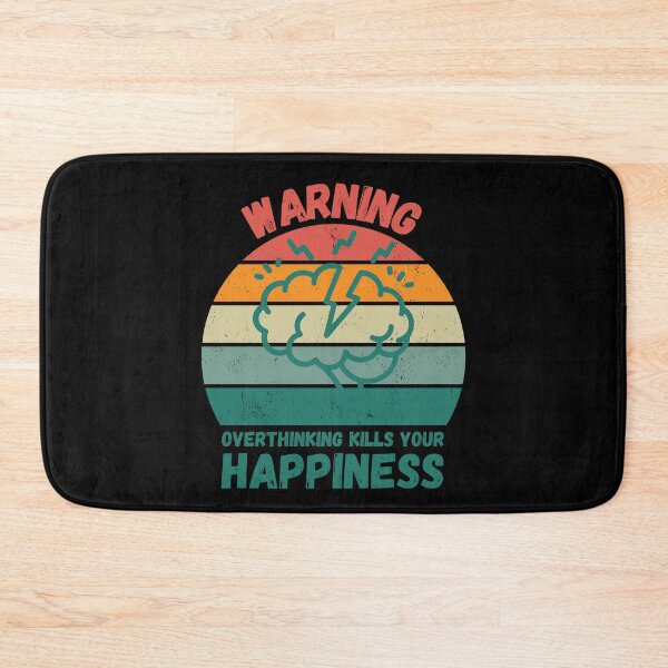 Item preview, Warning Overthinking Kills Your Happiness Grunge Retro Sunset In Black designed and sold by LuckyKermit.