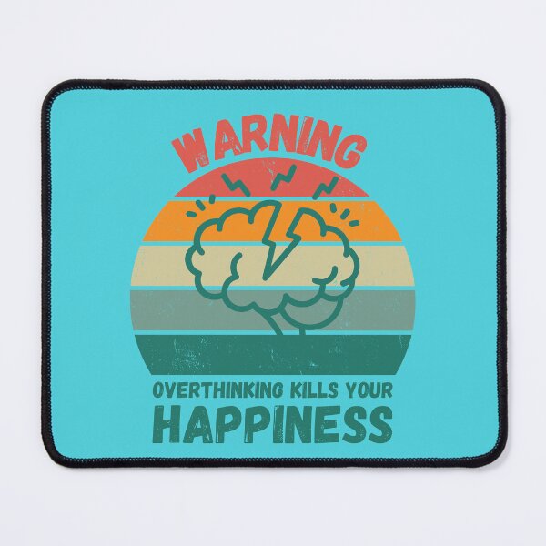 Item preview, Warning Overthinking Kills Your Happiness Grunge Retro Sunset In Blue designed and sold by LuckyKermit.