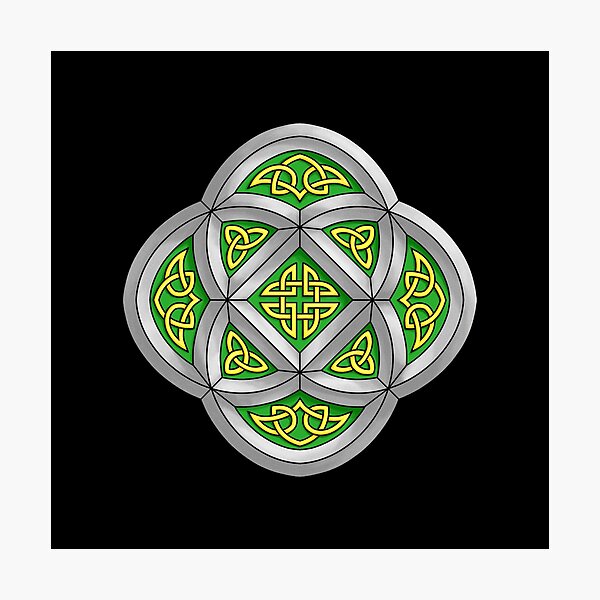 Celtic Knotwork Stone Cathedral Window on Black Photographic Print