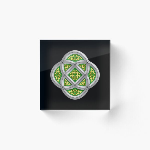 Celtic Knotwork Stone Cathedral Window on Black Acrylic Block