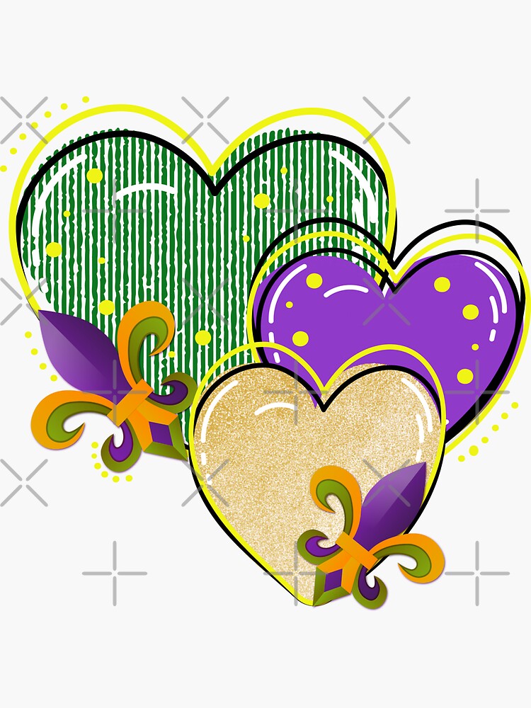 Mardi Gras Fleur De Lis Glitter Stickers - 3 color