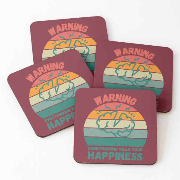 Item preview, Warning Overthinking Kills Your Happiness Grunge Retro Sunset In Red designed and sold by LuckyKermit.