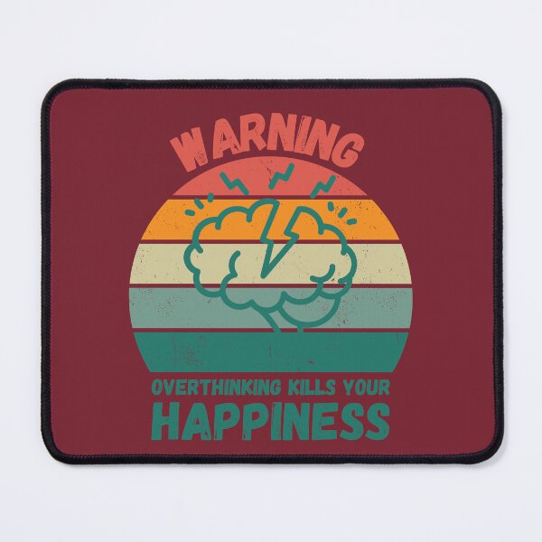 Item preview, Warning Overthinking Kills Your Happiness Grunge Retro Sunset In Red designed and sold by LuckyKermit.