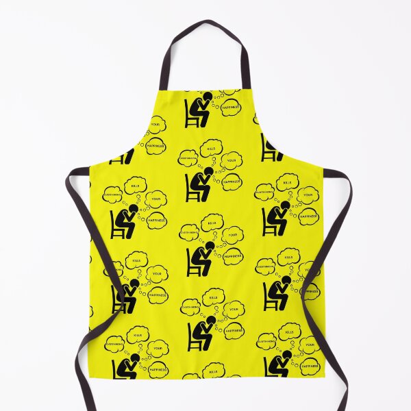 Item preview, Warning Overthinking Kills Your Happiness Thought Bubbles In Yellow designed and sold by LuckyKermit.