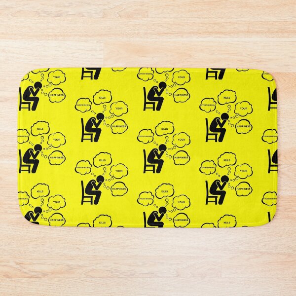 Item preview, Warning Overthinking Kills Your Happiness Thought Bubbles In Yellow designed and sold by LuckyKermit.