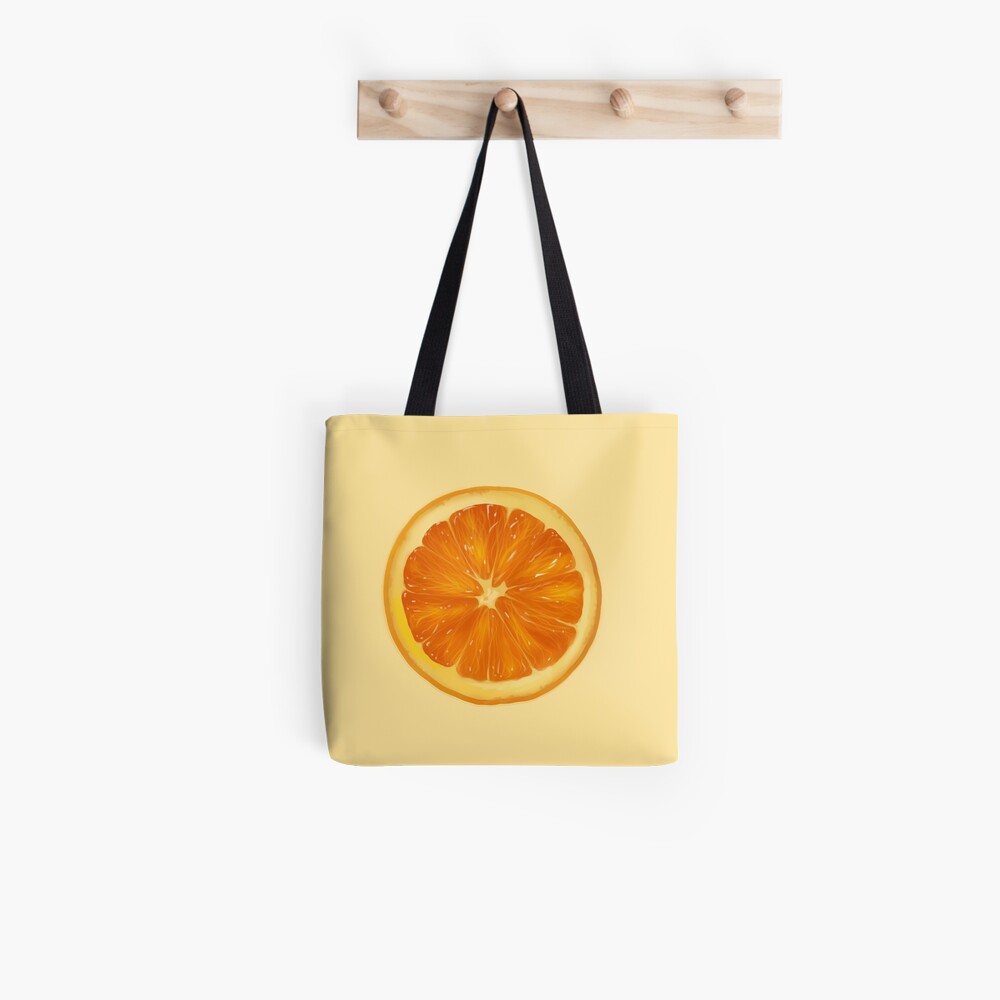 Orange Reversible Tote Bag Cotton Canvas Reusable Fruit Lemon 
