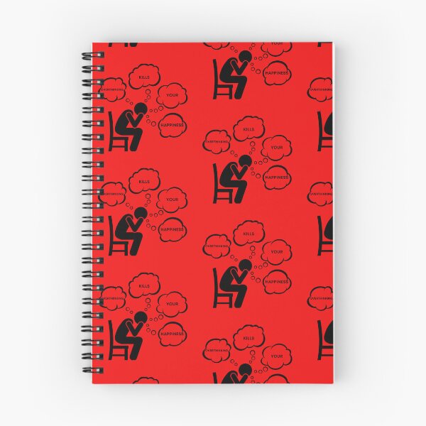 Item preview, Warning Overthinking Kills Your Happiness Thought Bubbles In Red designed and sold by LuckyKermit.