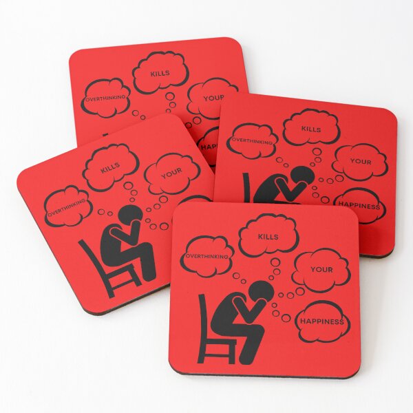 Item preview, Warning Overthinking Kills Your Happiness Thought Bubbles In Red designed and sold by LuckyKermit.