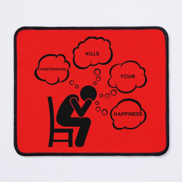Item preview, Warning Overthinking Kills Your Happiness Thought Bubbles In Red designed and sold by LuckyKermit.