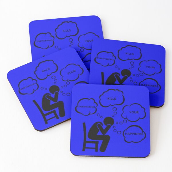 Item preview, Warning Overthinking Kills Your Happiness Thought Bubbles In Blue designed and sold by LuckyKermit.