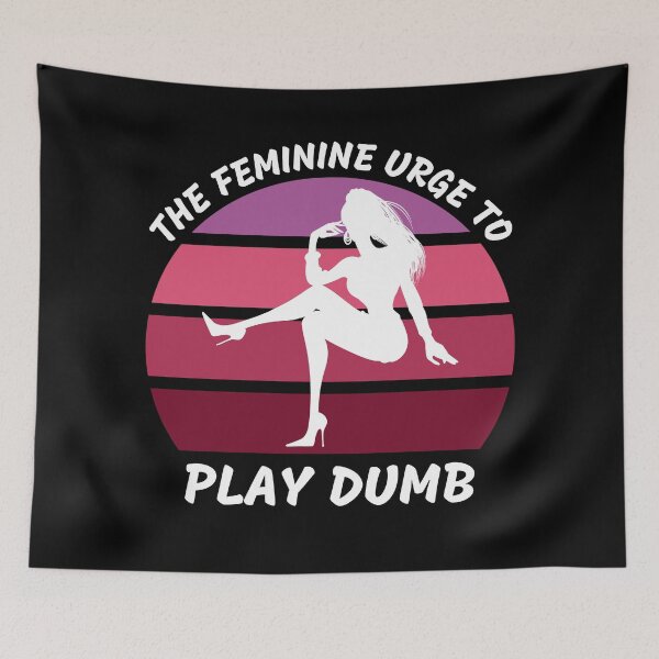 Item preview, The Feminine Urge To Play Dumb Pink Retro Sunset In Black designed and sold by LuckyKermit.