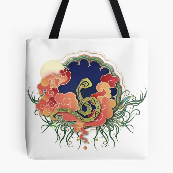 Item preview, Chinese Zodiac Green Snake in the cloud and under the moon, illustrated in Chinese Style designed and sold by xdashu.