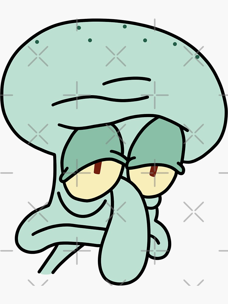 "tired squidward exhausted squidward help squidward" Sticker for