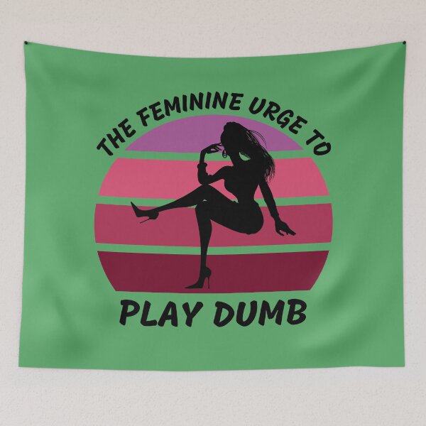 Item preview, The Feminine Urge To Play Dumb Pink Retro Sunset In Green designed and sold by LuckyKermit.