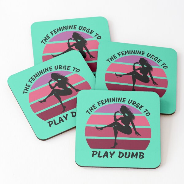 Item preview, The Feminine Urge To Play Dumb Pink Retro Sunset In Blue designed and sold by LuckyKermit.