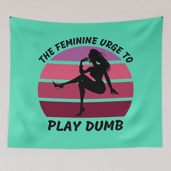 Item preview, The Feminine Urge To Play Dumb Pink Retro Sunset In Blue designed and sold by LuckyKermit.