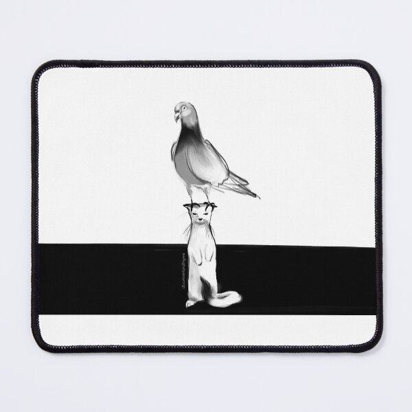 Item preview, the ferret and the pigeon designed and sold by CatmintAndThyme.