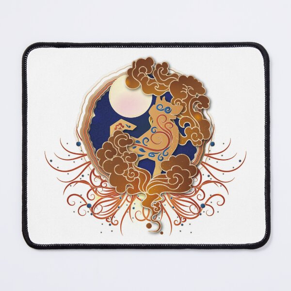Item preview, Chinese Zodiac golden Dog in the moon, illustrated in Chinese Style designed and sold by xdashu.