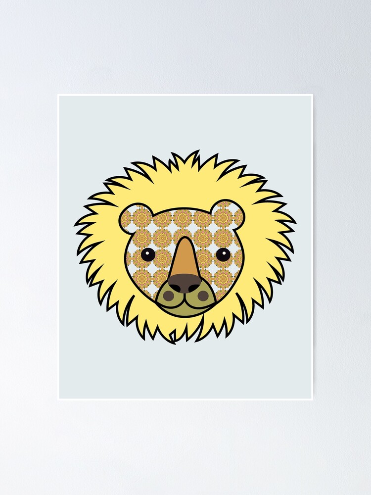 Cute Geometric Cartoon Lion Face | Cool and Adorable Gift Idea For Lion  Lovers