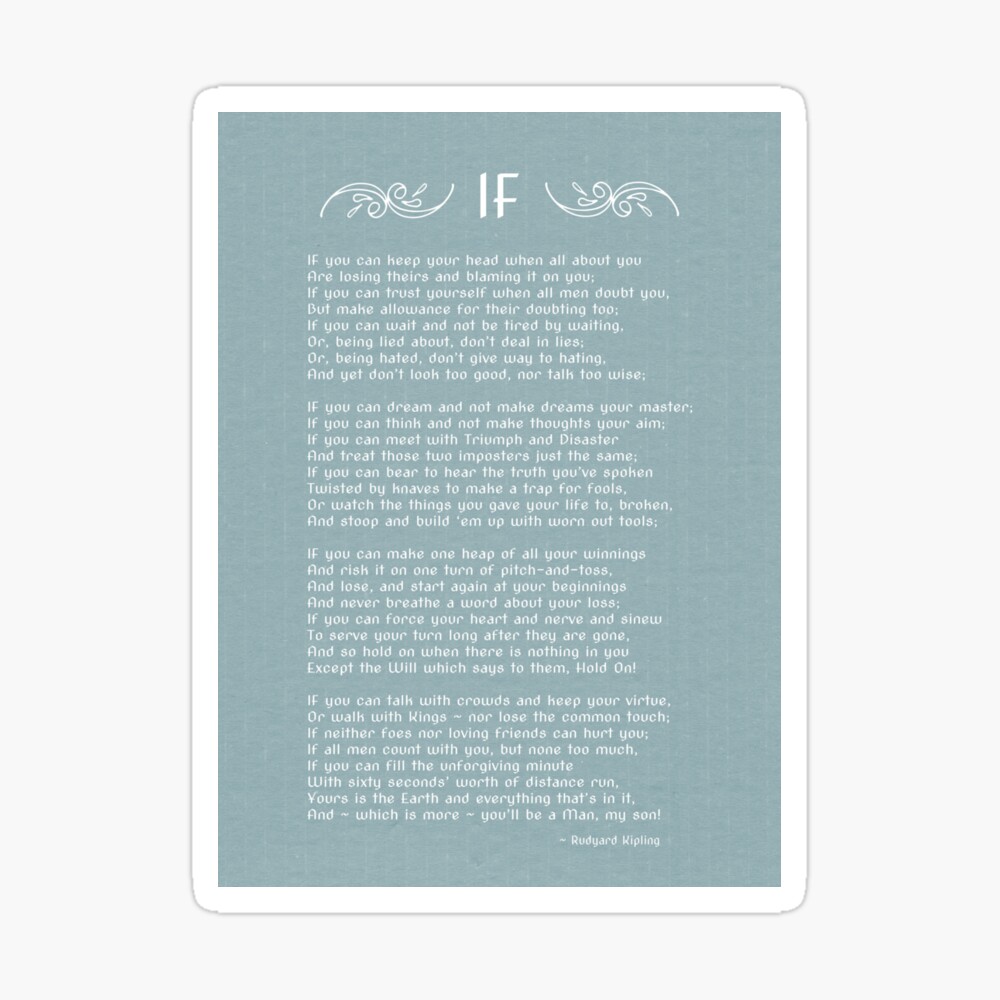 Motear Tranvía Residente The Rudyard Kipling Poem IF" Greeting Card for Sale by HHPhotographyFL |  Redbubble