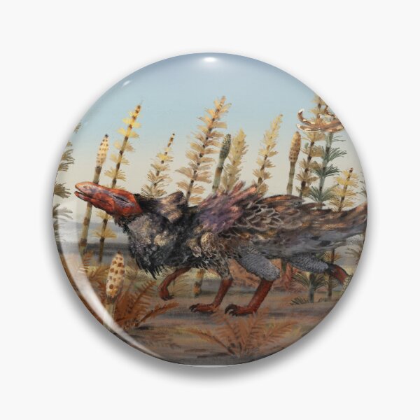 Item preview, Feathered dinosaur prowling in giant horsetail bushes designed and sold by Simon De Meulenaer.