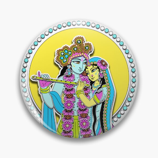 Item preview, Radha Krishna on a lotus flower designed and sold by GundicaArt.