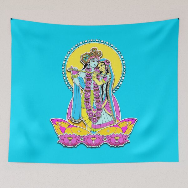 Item preview, Radha Krishna on a lotus flower designed and sold by GundicaArt.