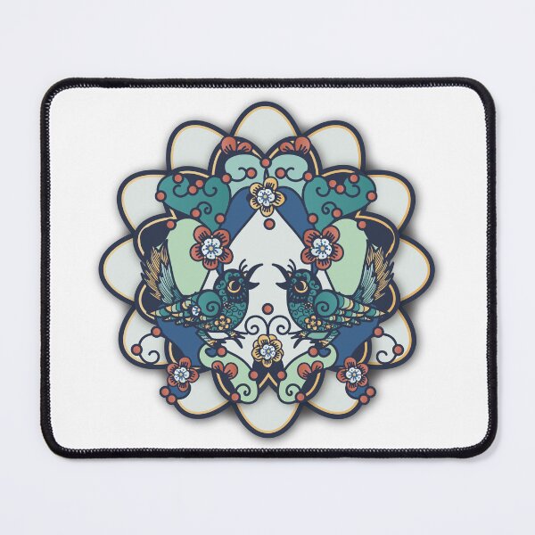 Item preview, Swallow in paper cut in blue, with flowers designed and sold by xdashu.