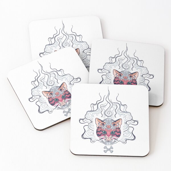 Item preview, Cat head with skull mask artwork sticker appare  designed and sold by Scopestor.