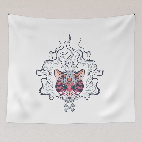 Item preview, Cat head with skull mask artwork sticker appare  designed and sold by Scopestor.