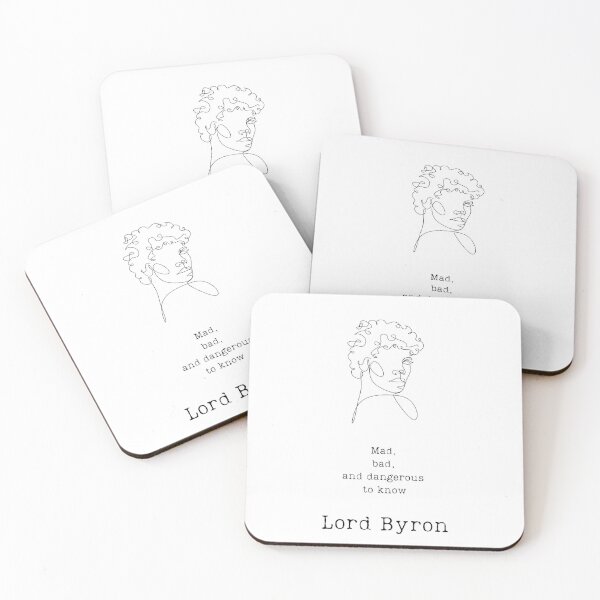 "Mad, bad, and dangerous" - Lord Byron Coasters (Set of 4)
