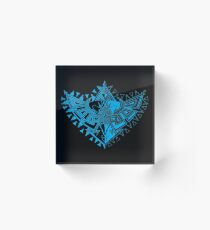 Heart Shield Triforce Cyan 1/3 Acrylic Block