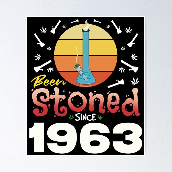 Item preview, Been stoned since 1963 (Orange retro vintage sunset with bong) designed and sold by YomeHayin.
