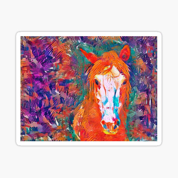 "Horse Head Painting, Original Large Abstract Canvas, Horses Red Pop