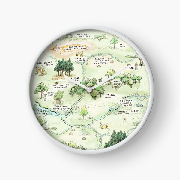 100 Acre Wood Map by E.H. Shepard Clock