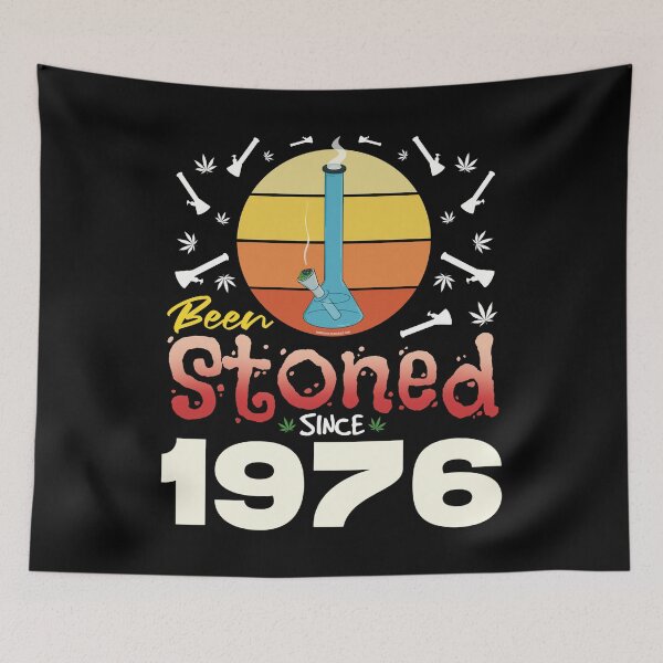Item preview, Been stoned since 1976 (Orange retro vintage sunset with bong) designed and sold by YomeHayin.